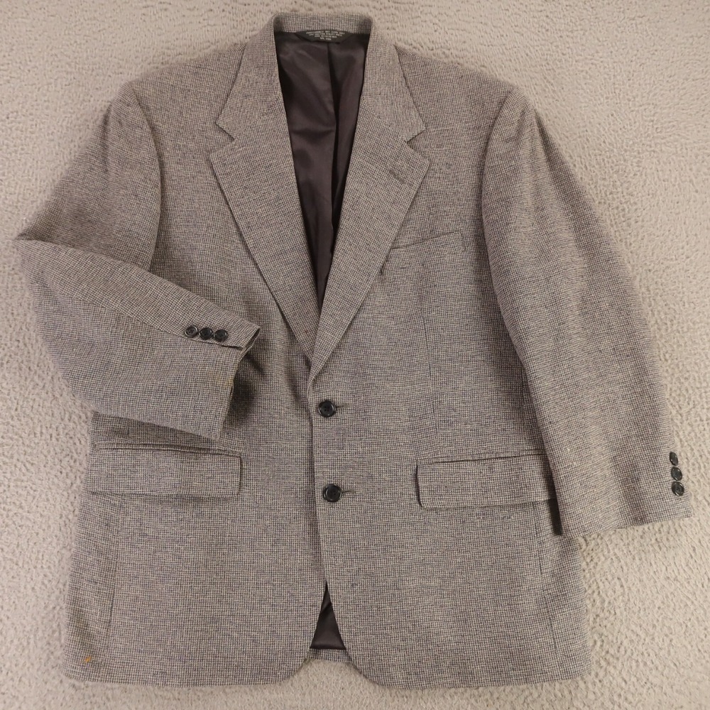 VTG‎ Hopsack Jacket M Blue Gray 100% Silk Matka Blazer Sport Coat 40S
